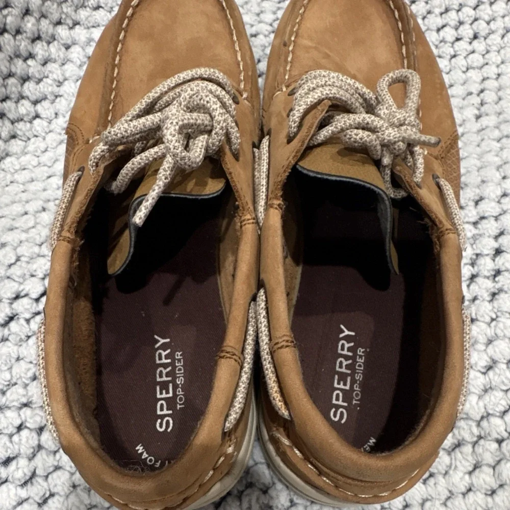 Sperry Gamefish Jr. Boys Boat Shoes Brown Leather Lace-Up US 5.5M YB56564